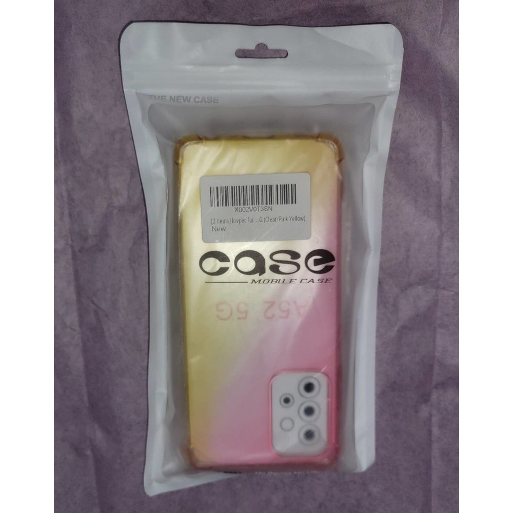 2 Samsung Galaxy a52 5g cases. Clear And Pink/Yellow